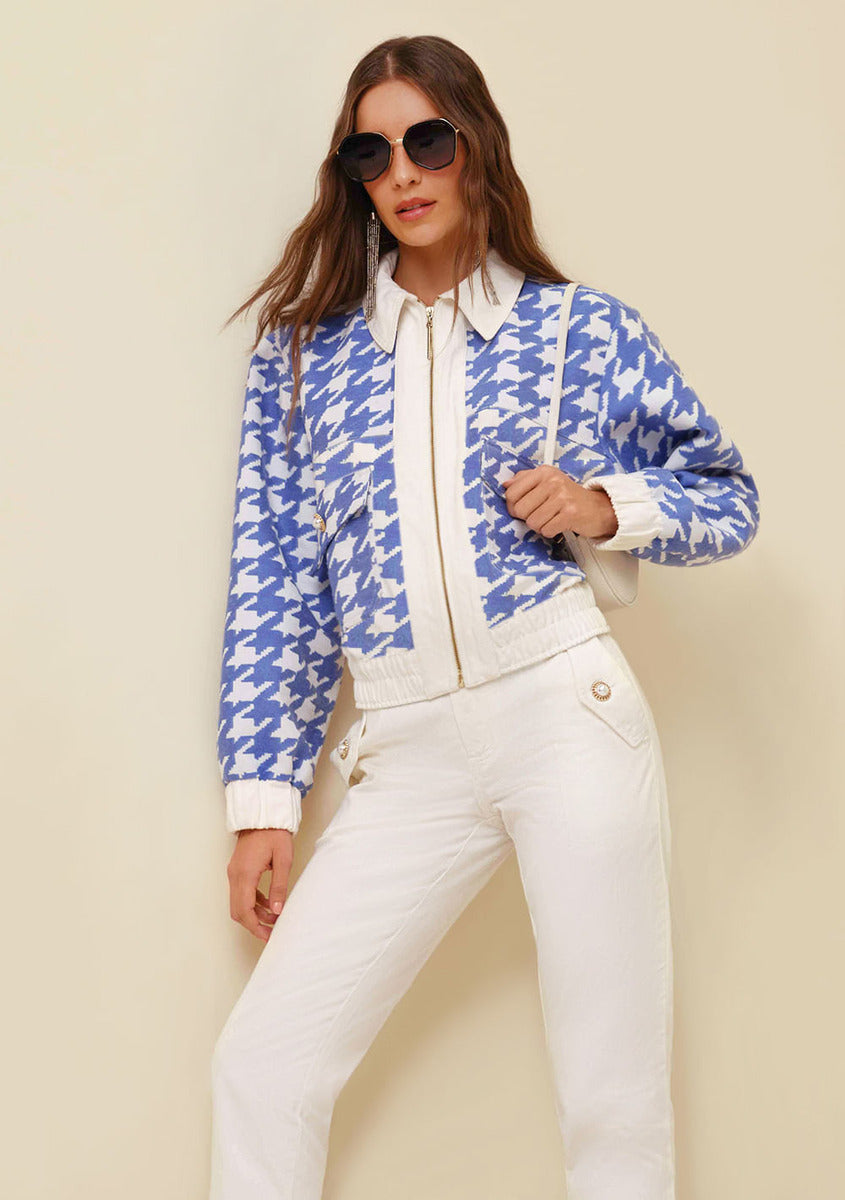 Jaqueta Morena Rosa Bomber Composê De Tecidos Off White